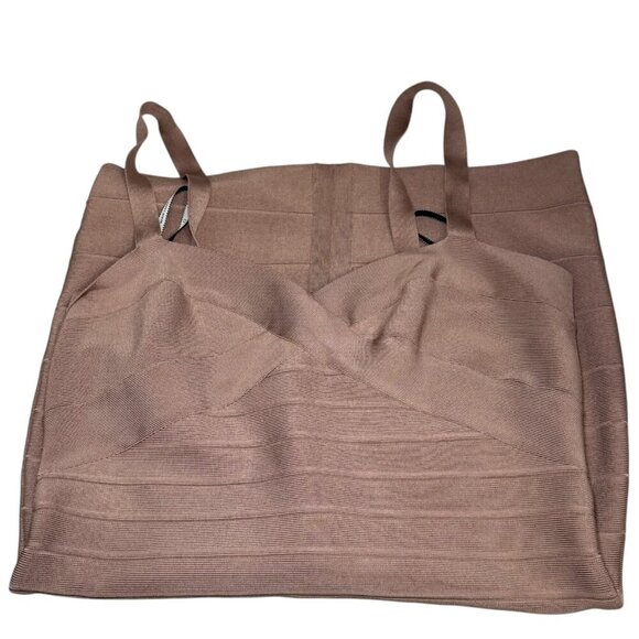 Hervé Léger Bandage Bodycon Dress Pink Beige Size XL Never Worn - Picture 8 of 8